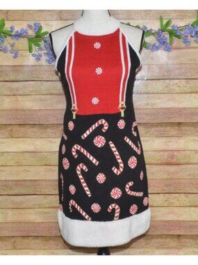 No Boundaries Candy Canes Sleeveless Christmas Sweater Dress Size M 7-9 Holiday